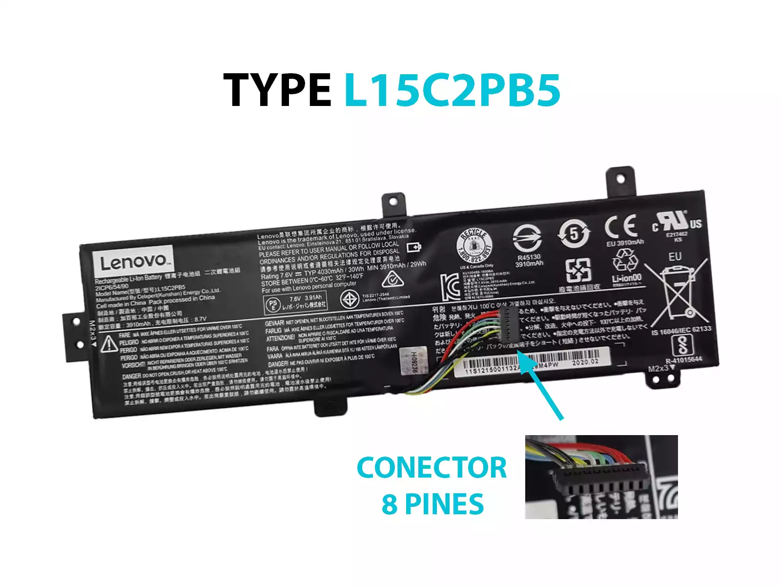 BATTREVO 39Wh Batteria Per Lenovo Ideapad 310/510 – L15L2PB4 5055mAh Con Protezioni Di Sicurezza
